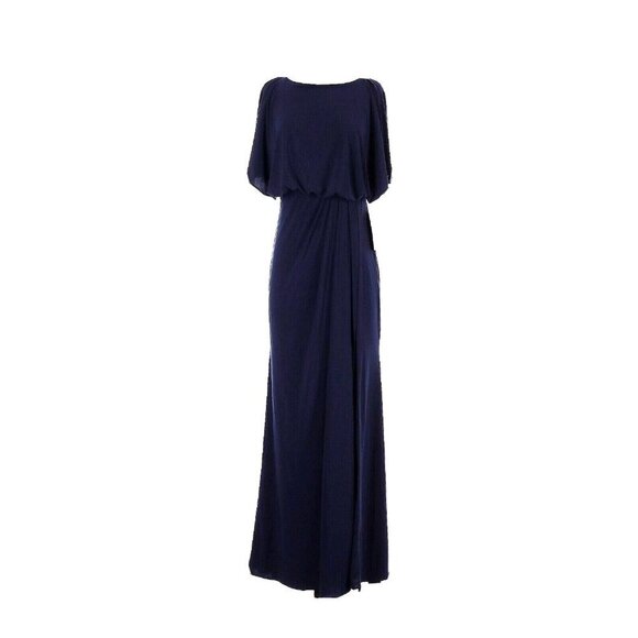 NWT BHLDN Lena in Navy Flutter Sleeve Jersey Slit Front Maxi Dress Gown 4